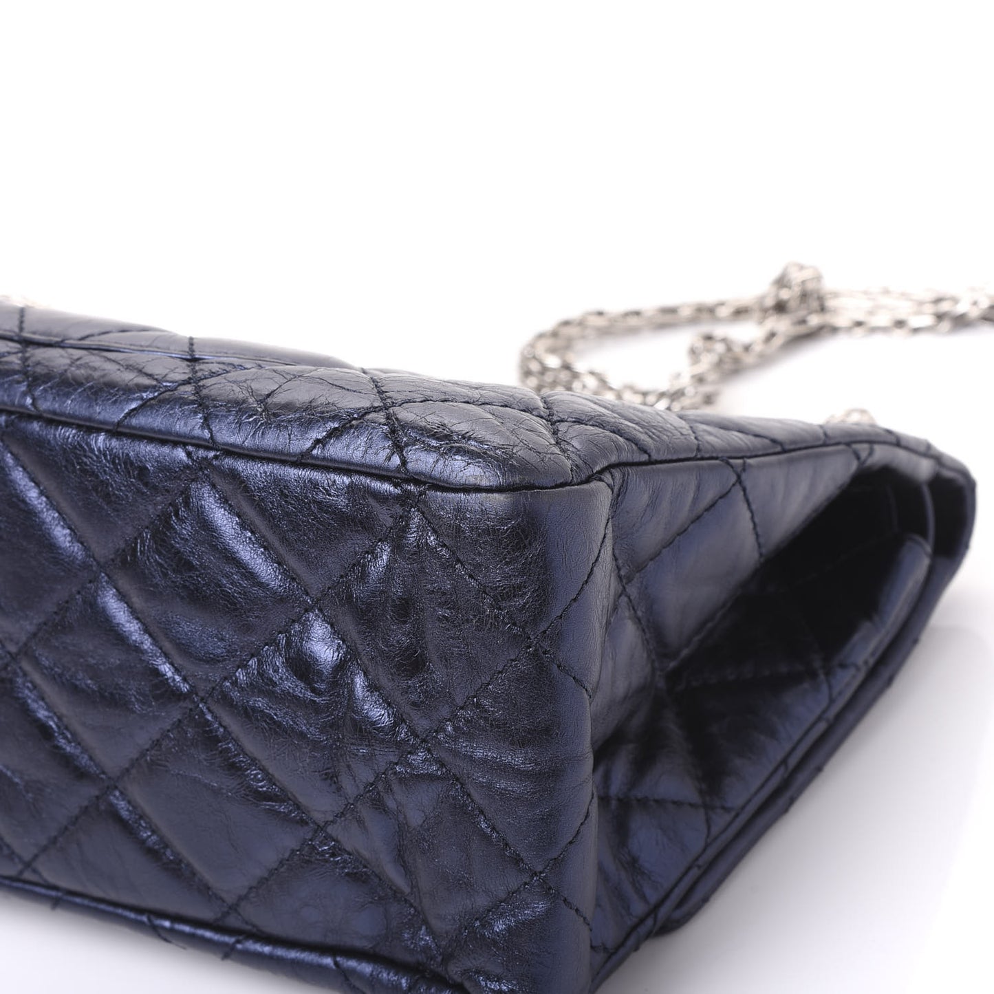 Metallic Aged Calfskin Quilted 2.55 Reissue 228 Flap Blue