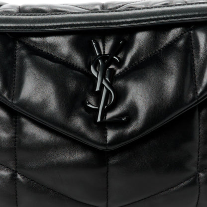 Saint Laurent Lambskin Quilted Monogram Monochrome Small Loulou Puffer Chain Satchel Black 9 of 12