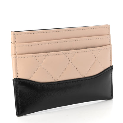 Chanel Aged Calfskin Quilted Gabrielle Card Holder Wallet Beige Black 3 of 12