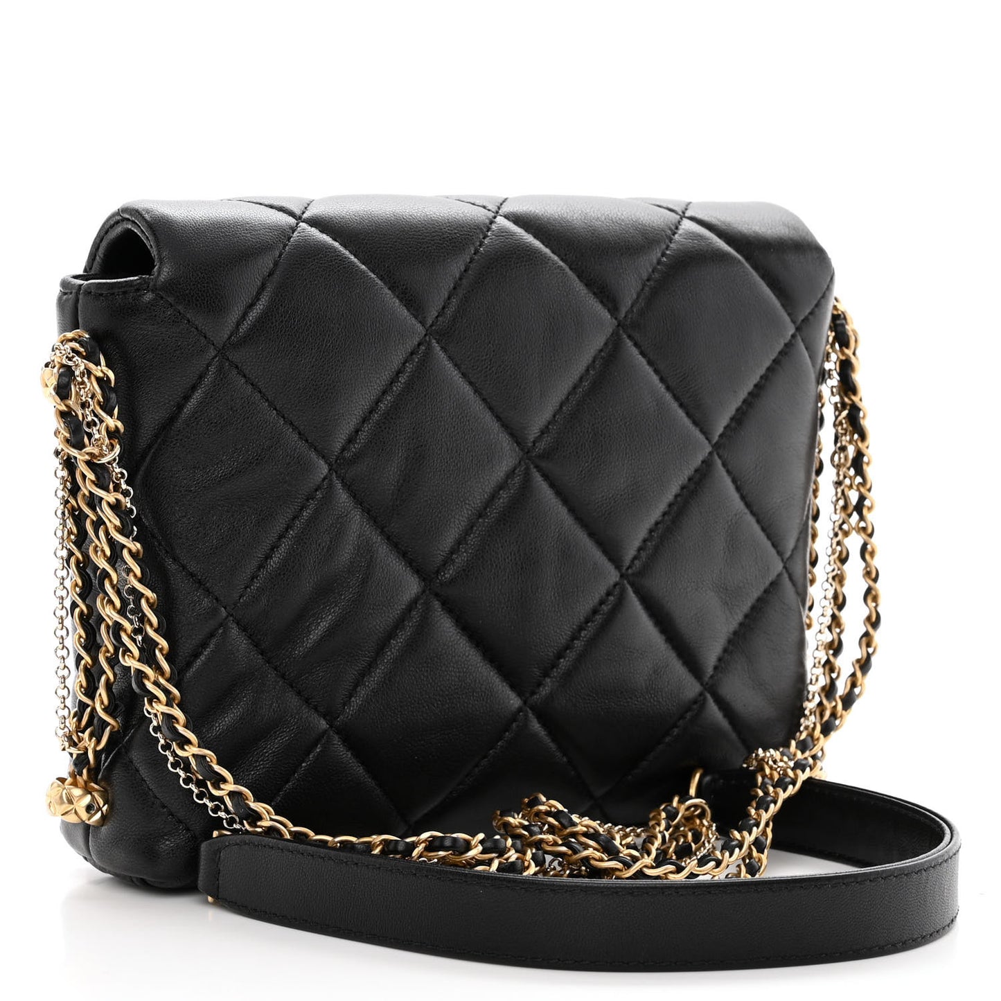 Lambskin Quilted Mini Crush On Chains Flap Bag Black