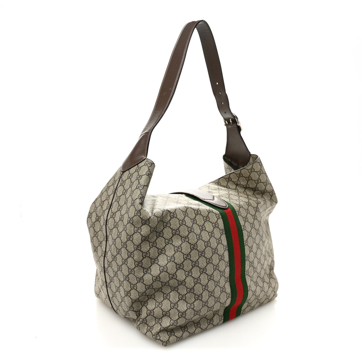 GG Supreme Monogram Calfskin Web Small Jackie 1961 Shoulder Bag Beige Brown Sugar