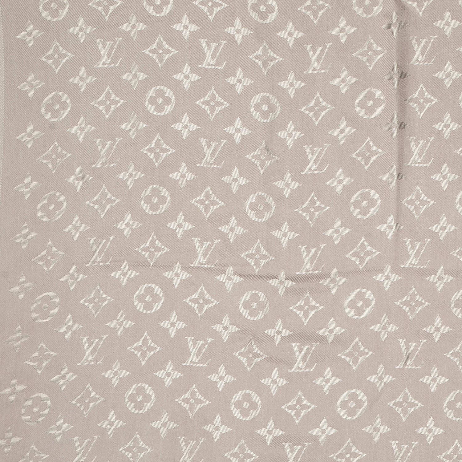 Louis Vuitton Silk Wool Monogram Shawl Beige 1 of 5