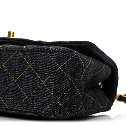 Chanel Denim Quilted Mini Rectangular Flap Dark Blue 10 of 11