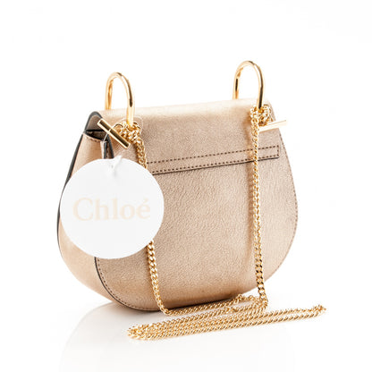 Chloe Metallic Goatskin Mini Drew Shoulder Bag Abstract Gold 3 of 7