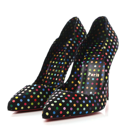 Christian Louboutin Suede Polka Dot Hot Chick 100 Pumps 36.5 Black Multicolor 3 of 8