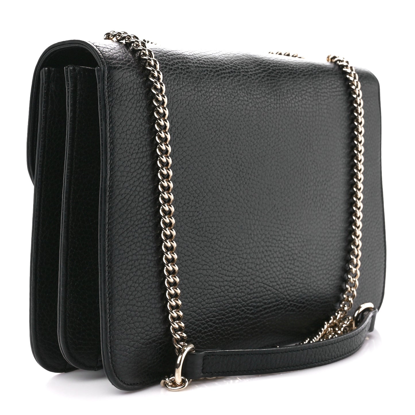 Dollar Calfskin Interlocking G Chain Wallet Black