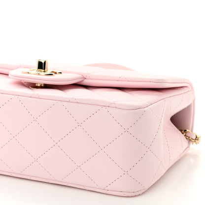 Chanel Lambskin Quilted Mini Top Handle Rectangular Flap Light Pink 10 of 10