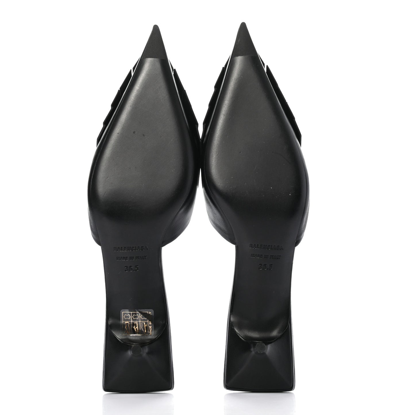 Shiny Kidskin BB Fringe Square Knife Pointed Toe 40mm Mules 36.5 Black