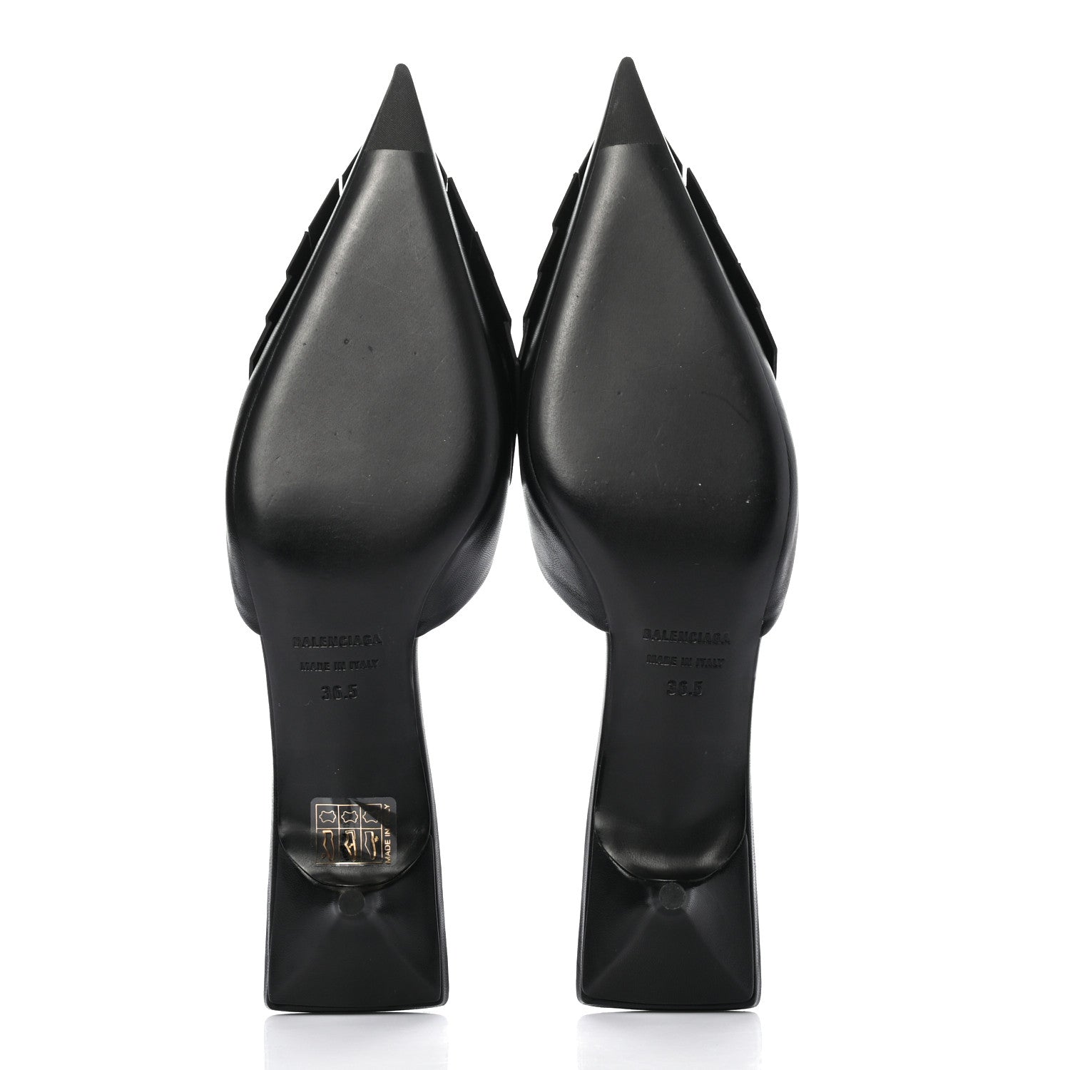 Balenciaga Shiny Kidskin BB Fringe Square Knife Pointed Toe 40mm Mules 36.5 Black 5 of 7