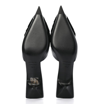 Balenciaga Shiny Kidskin BB Fringe Square Knife Pointed Toe 40mm Mules 36.5 Black 5 of 7