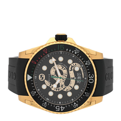 Gucci Stainless Steel Rubber 45mm Dive Snake Quartz Watch Black 2 of 5
