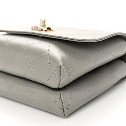 Chanel Calfskin Quilted Small Double Pocket Top Handle Flap Grey 10 of 10