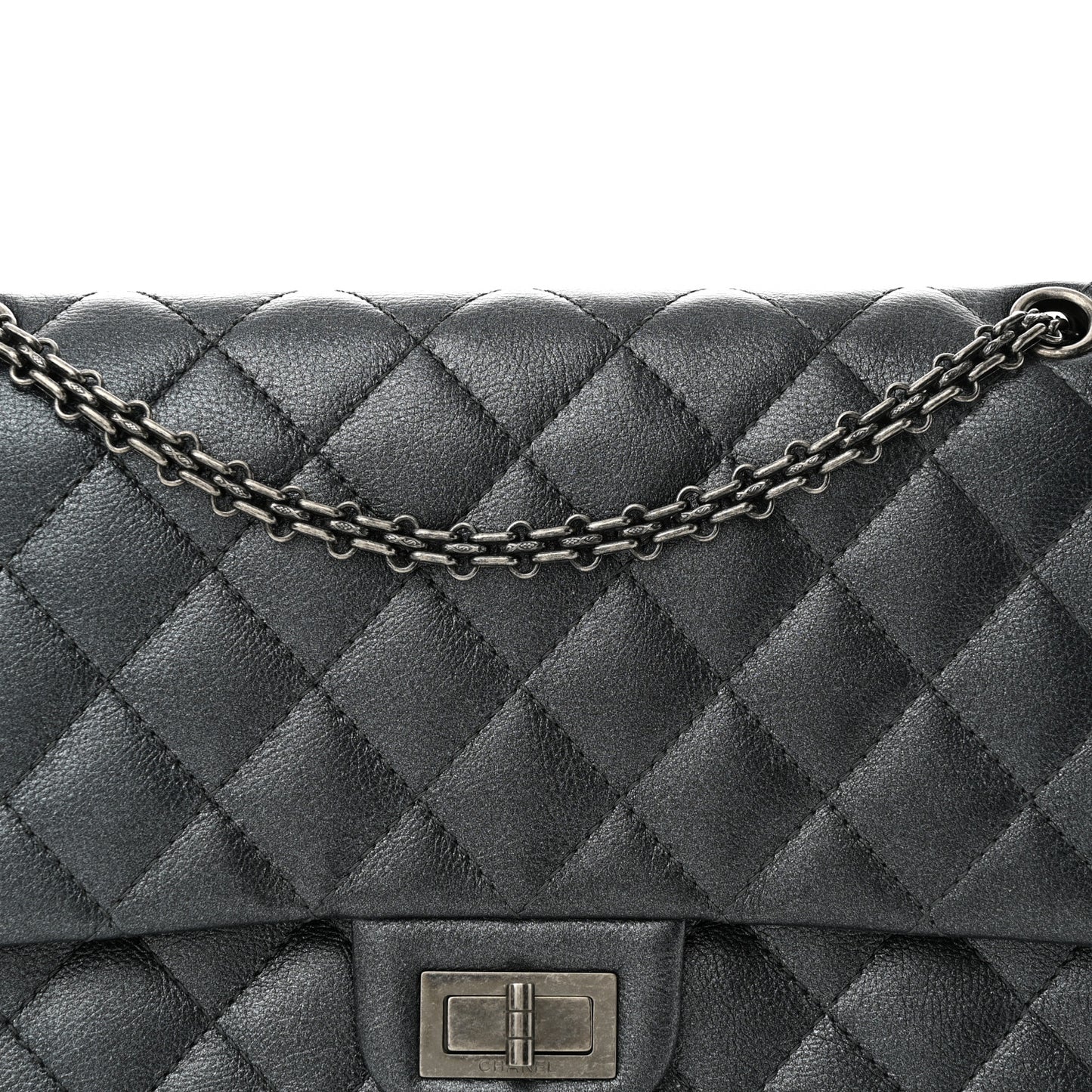 Metallic Calfskin Quilted 2.55 Reissue 227 Flap Charcoal