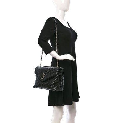 Saint Laurent Calfskin Y Quilted Monogram Medium Loulou Chain Satchel Black 2 of 15