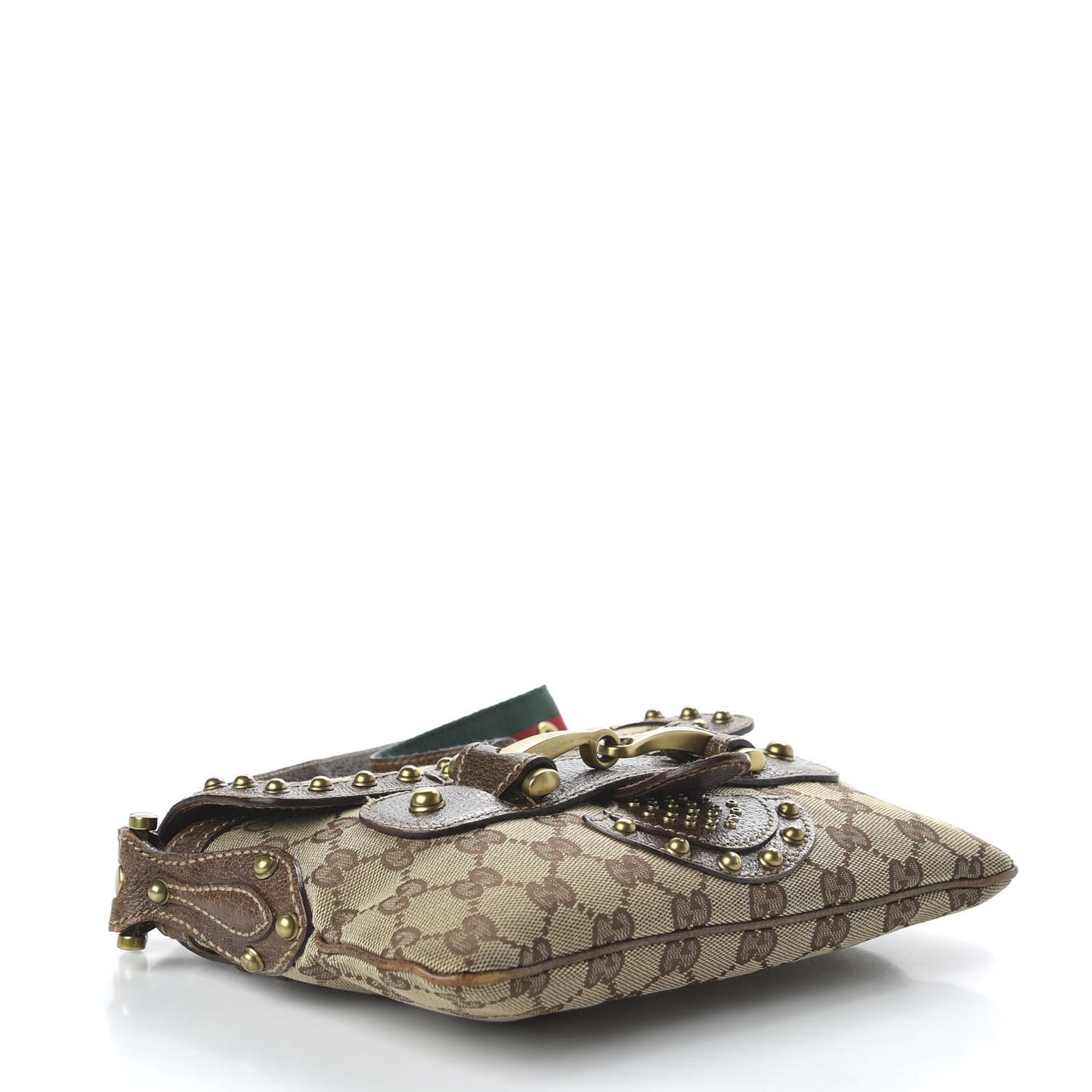 Monogram Studded Pelham Runway Flap Bag Brown