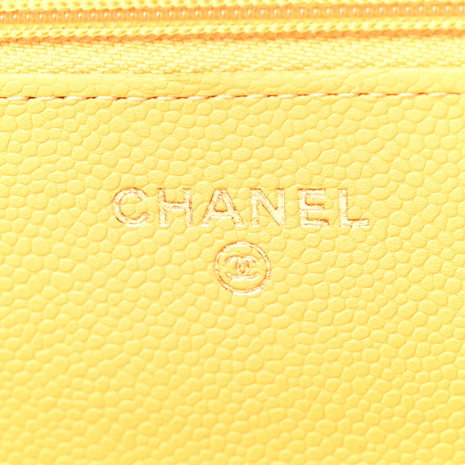 Chanel Caviar Quilted Wallet on Chain WOC Yellow 6 of 11