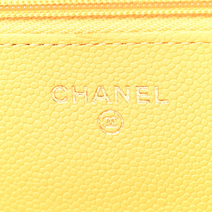 Chanel Caviar Quilted Wallet on Chain WOC Yellow 6 of 11