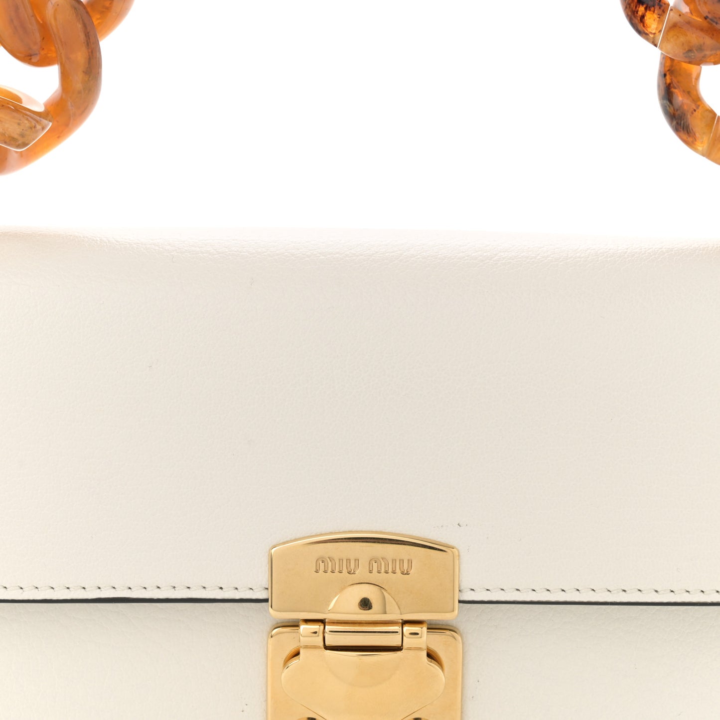 Goatskin Resin Madras Chain Shoulder Bag White