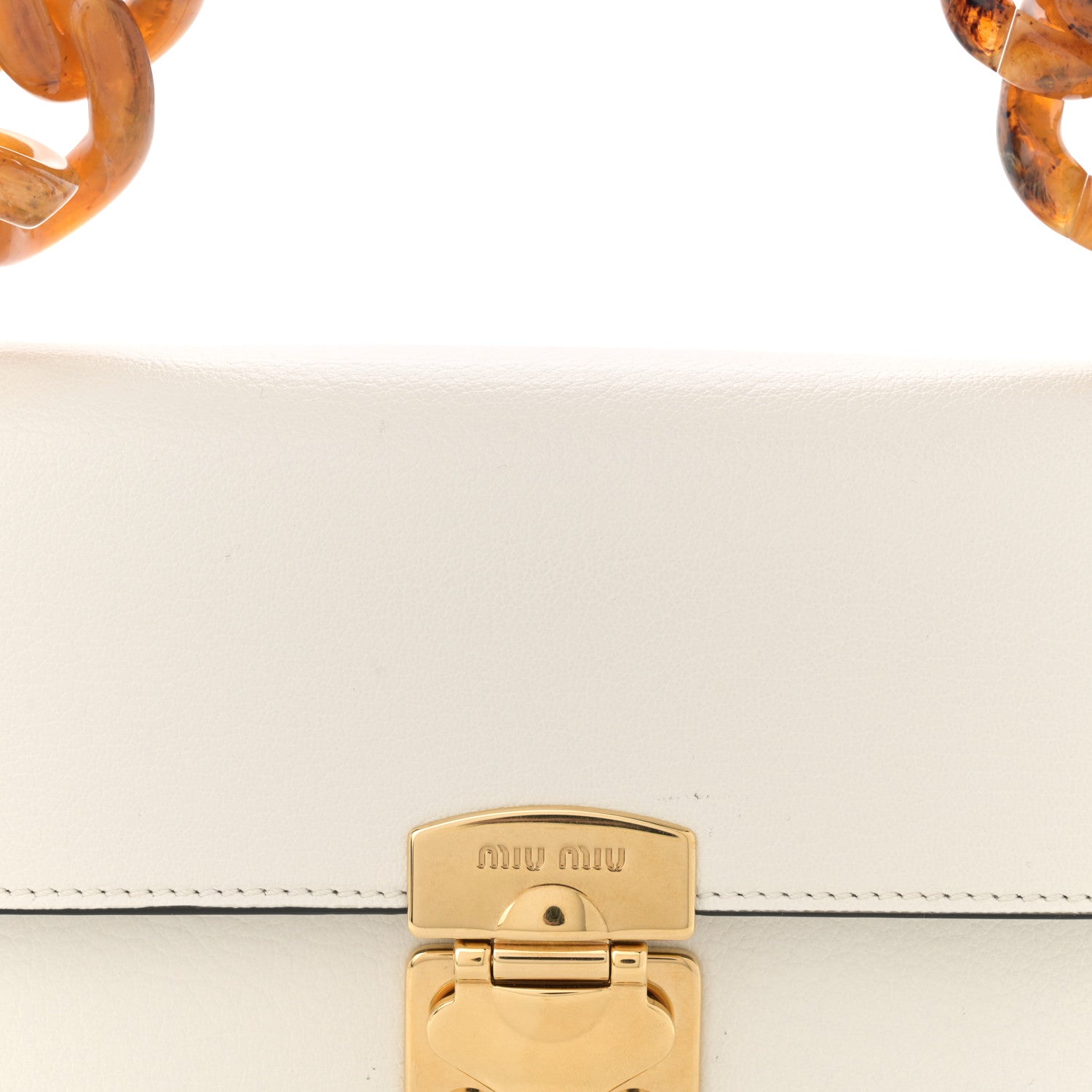 Miu Miu Goatskin Resin Madras Chain Shoulder Bag White 7 of 11