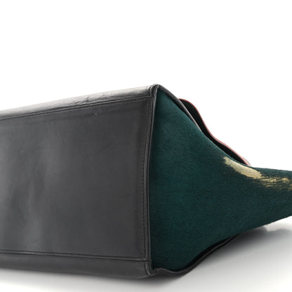 Celine Pony Hair Smooth Calfskin Medium Tri-Color Trapeze Pink Green Black 9 of 14