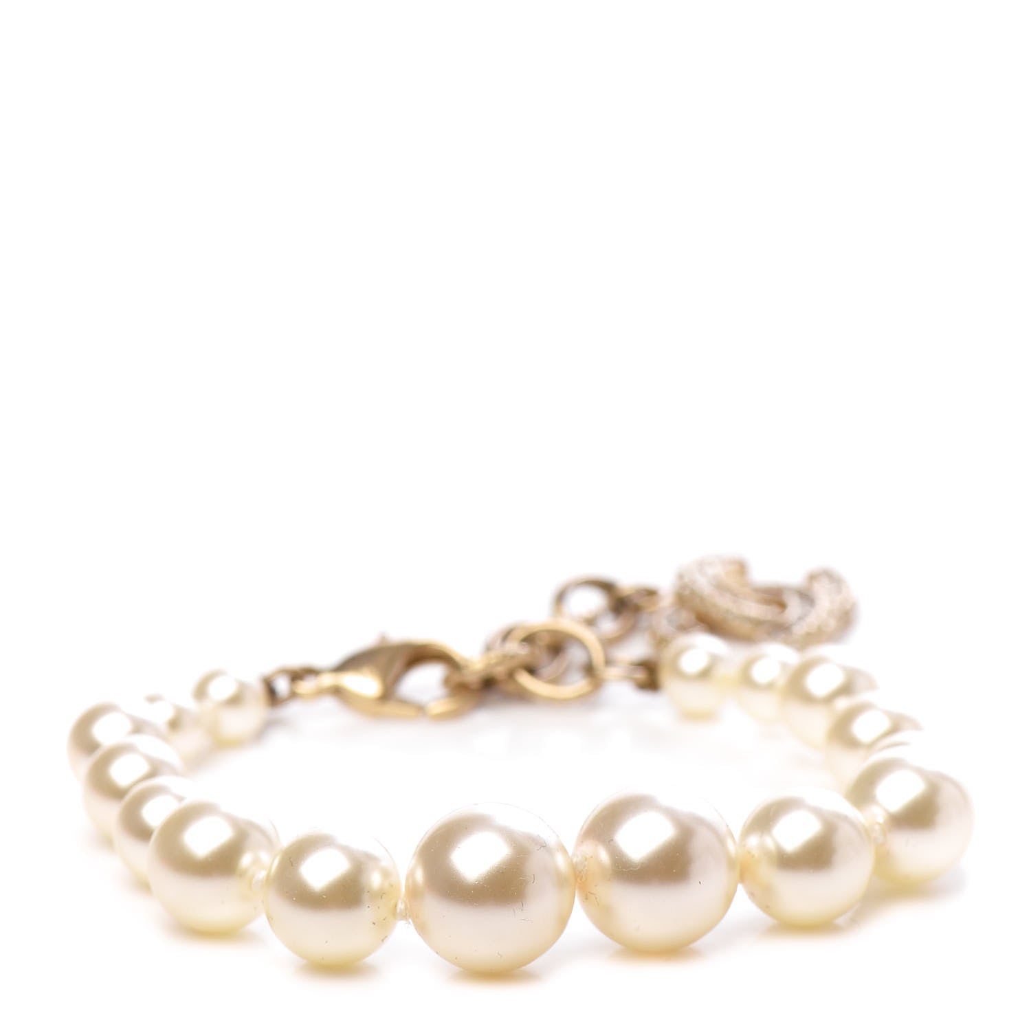 Chanel Graduated Pearl Crystal CC Bracelet Gold 1 of 5
