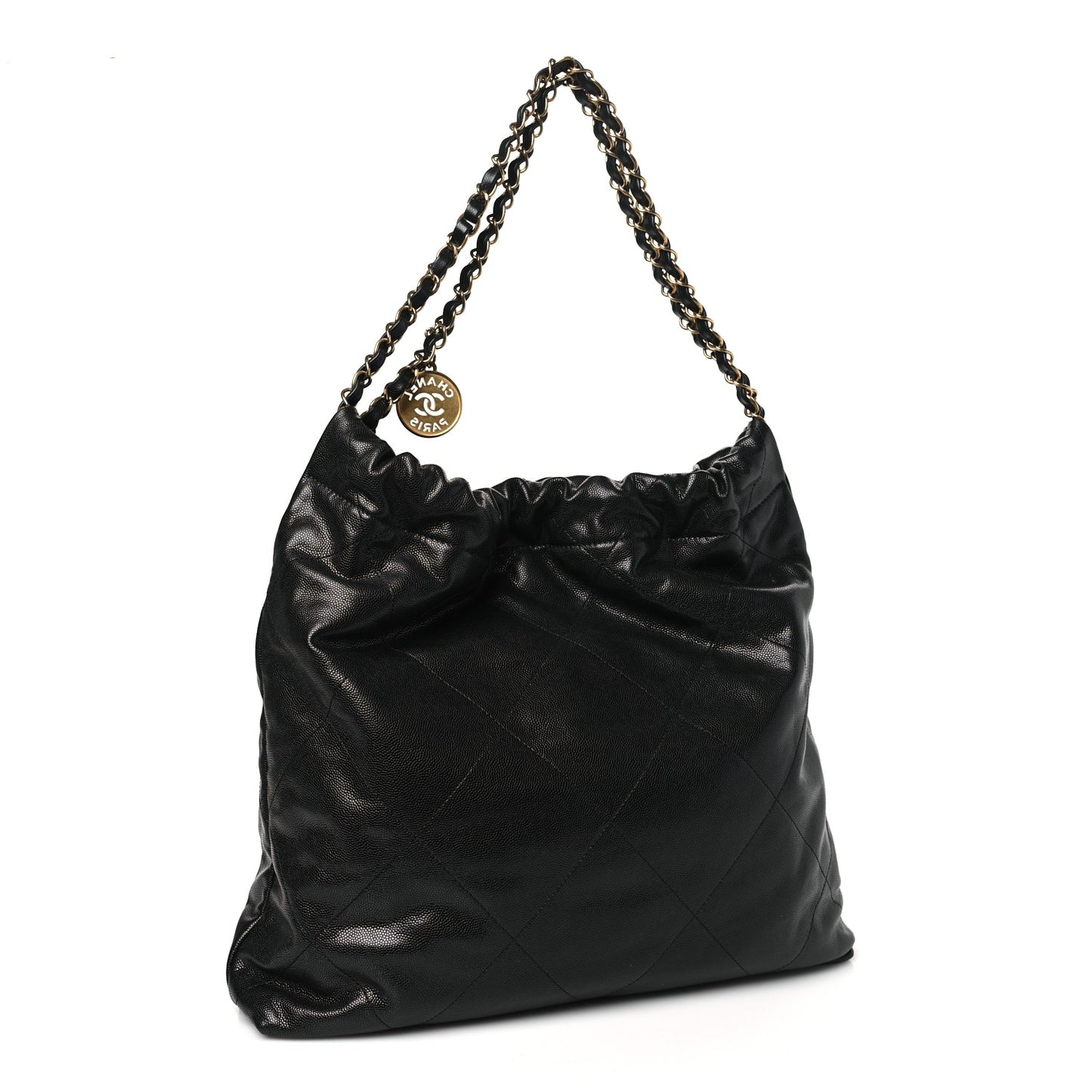 Shiny Caviar Quilted Monochrome 22 Black
