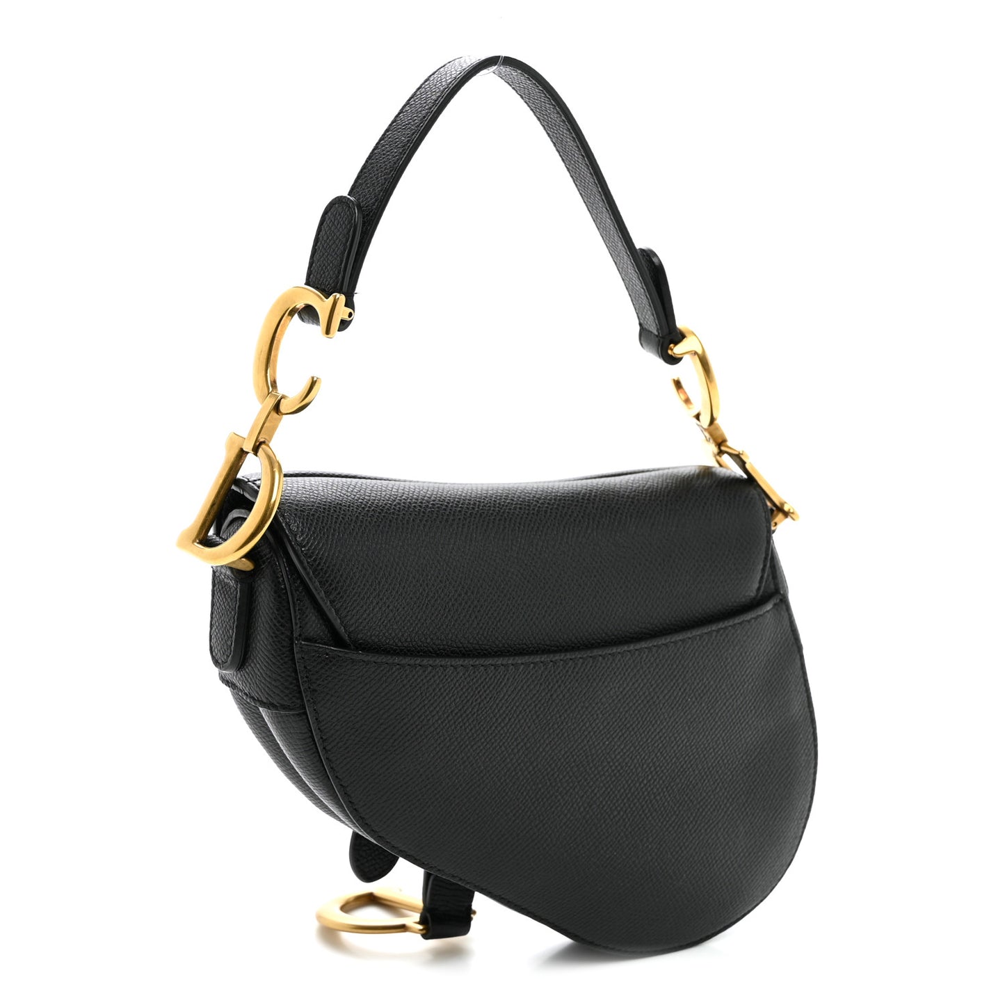 Grained Calfskin Mini Saddle Bag Black