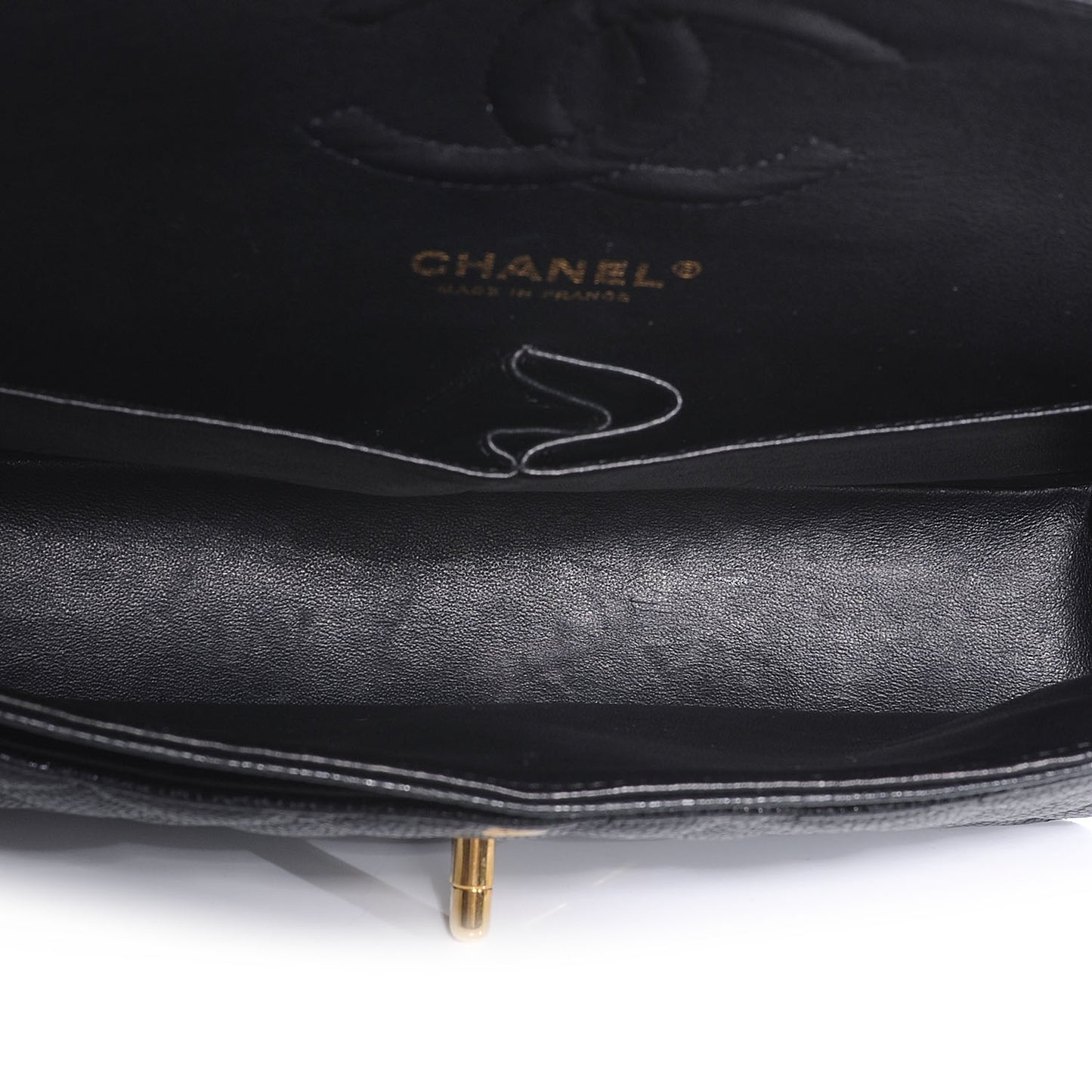 Caviar Quilted Medium Double Flap Black