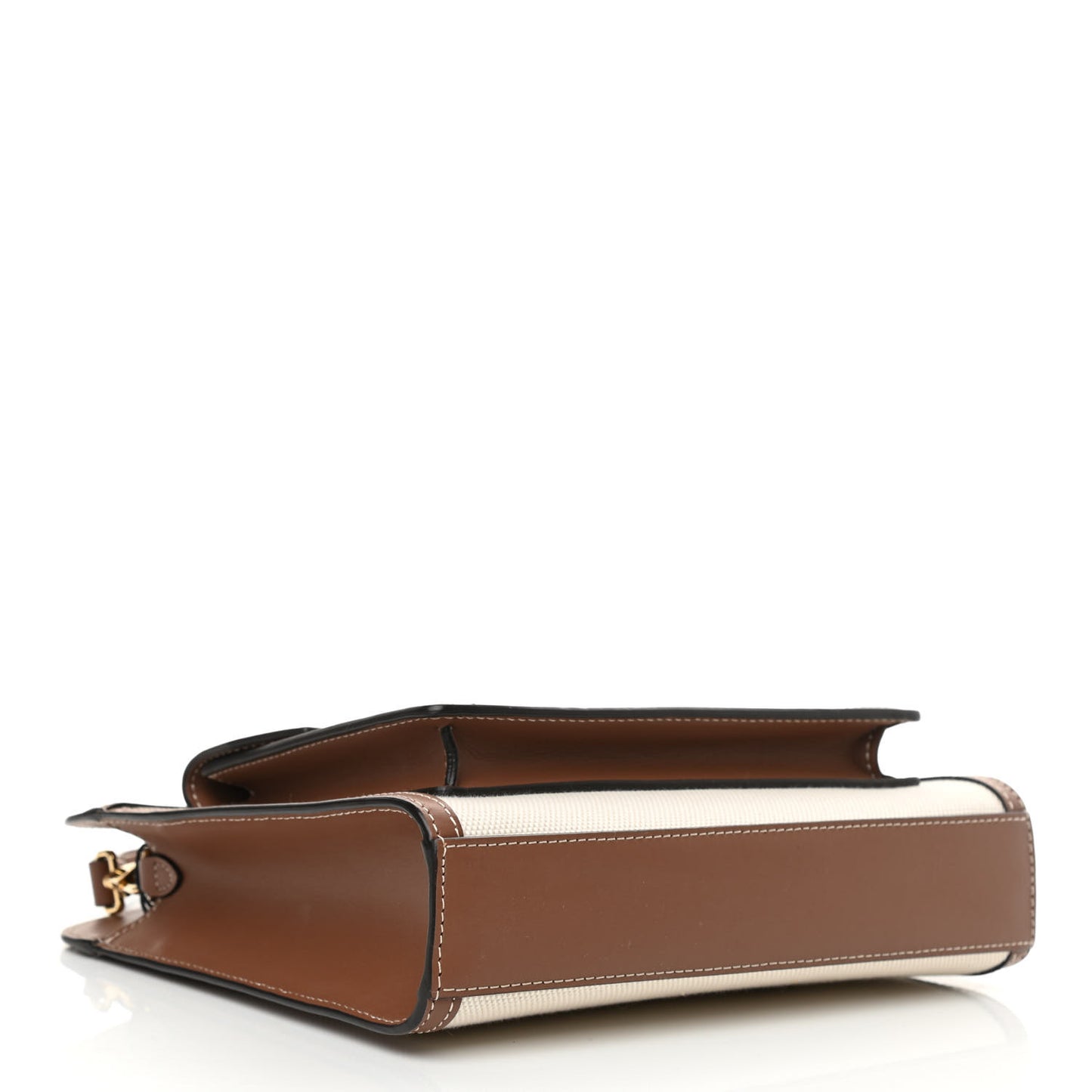 Canvas Smooth Calfskin Two Tone Mini Pocket Bag Natural Malt Brown