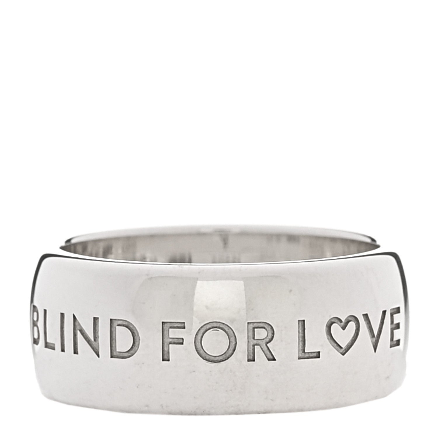 Gucci Sterling Silver Blind for Love Band Wide Ring 60 9 1845447
