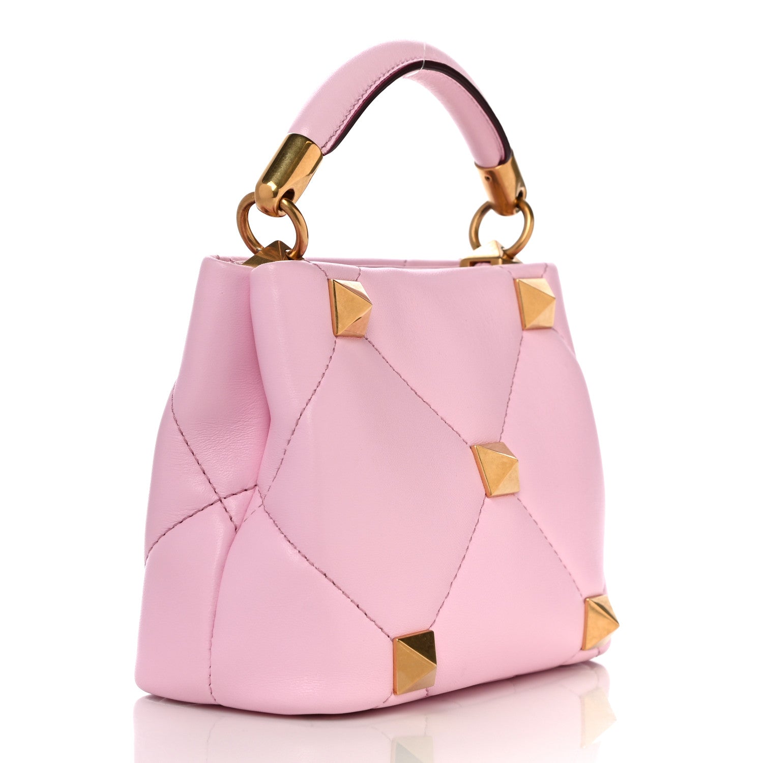 Valentino Garavani Nappa Mini Roman Stud The Handle Bag Pink Borealis 2 of 8