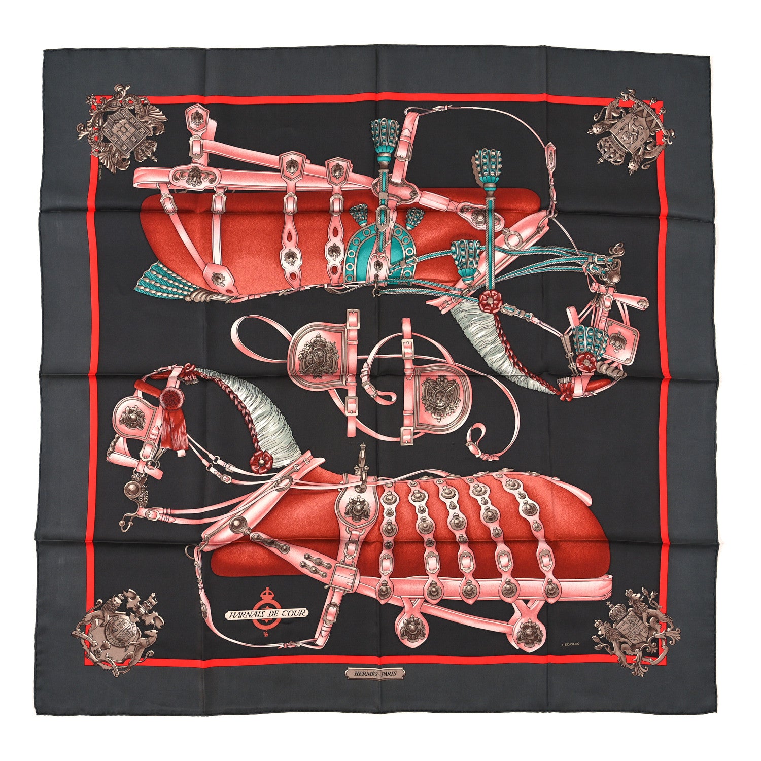 Hermes Silk Harnais De Cour Scarf 90 1 of 3