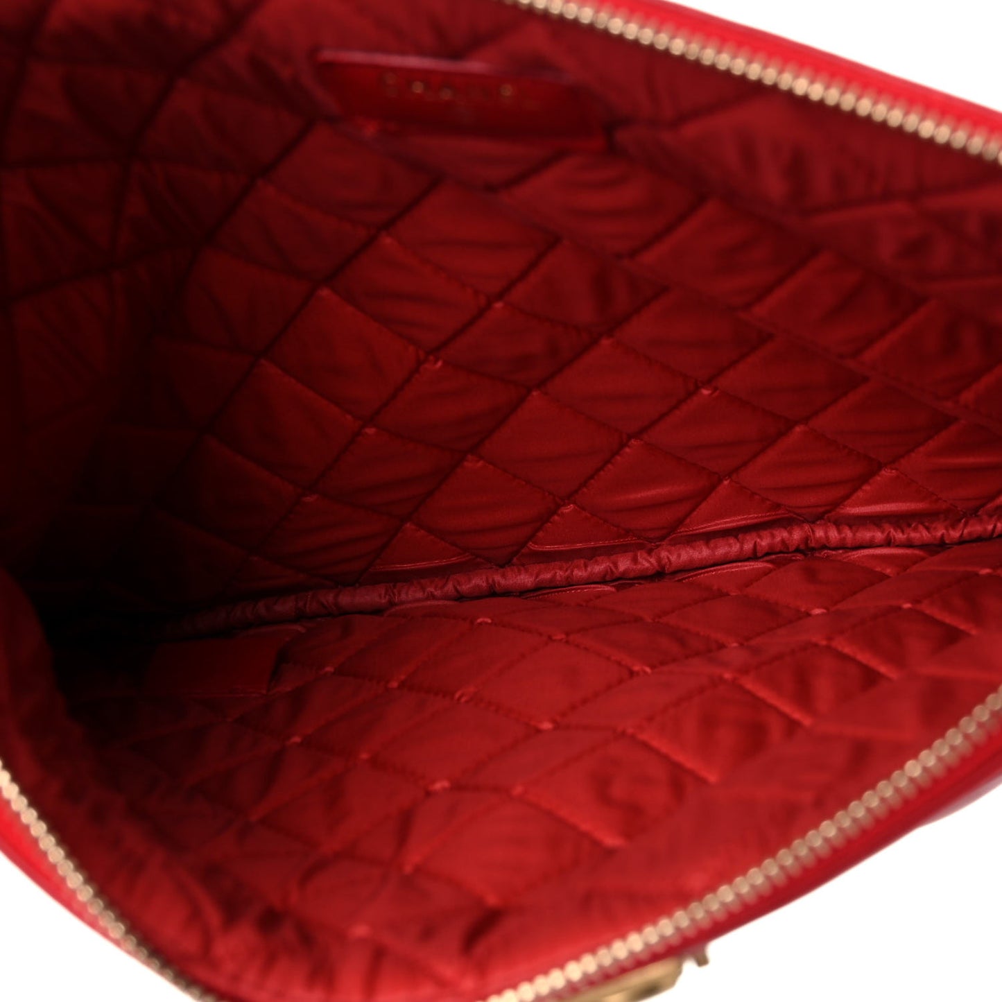 Lambskin Quilted Medium Boy Cosmetic Case Red