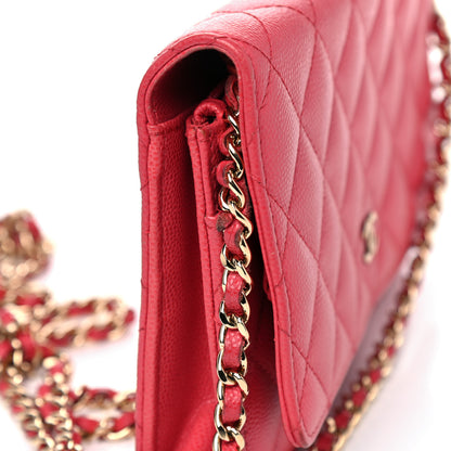 Chanel Caviar Quilted Wallet On Chain WOC Dark Pink 20 of 22