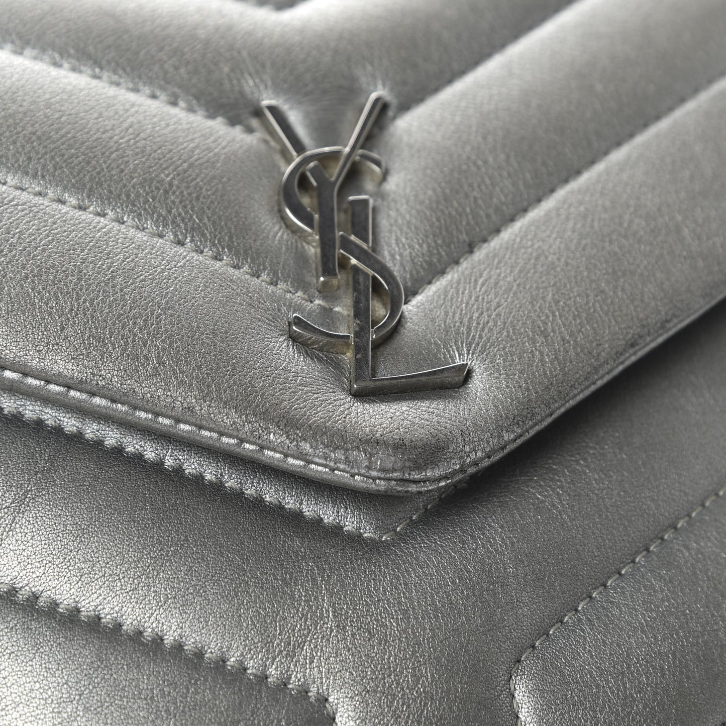Calfskin Y Quilted Monogram Loulou Flap Bag Argento