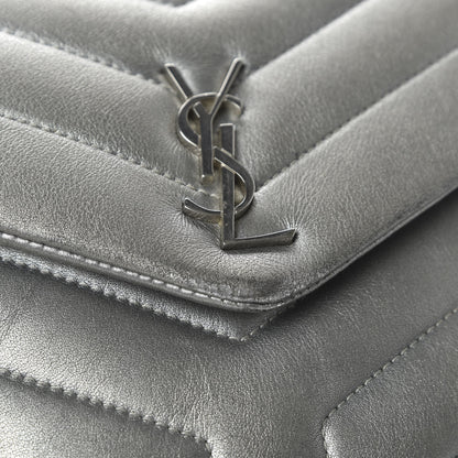 Saint Laurent Calfskin Y Quilted Monogram Loulou Flap Bag Argento 10 of 11