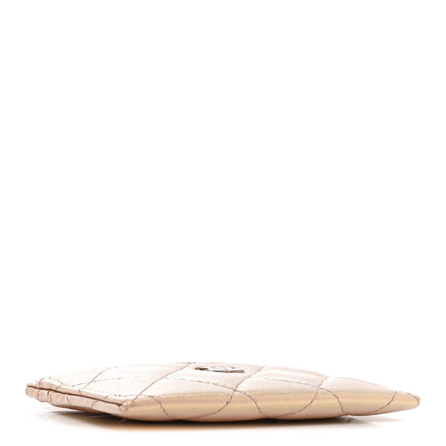 Iridescent Calfskin Quilted Card Holder Pink