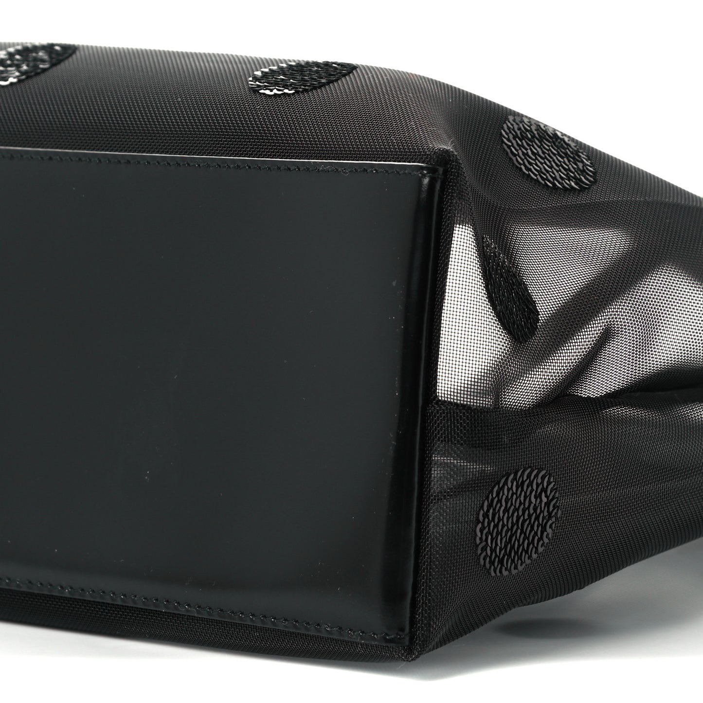 Mesh Sequin Polka-Dot Tote Bag Black