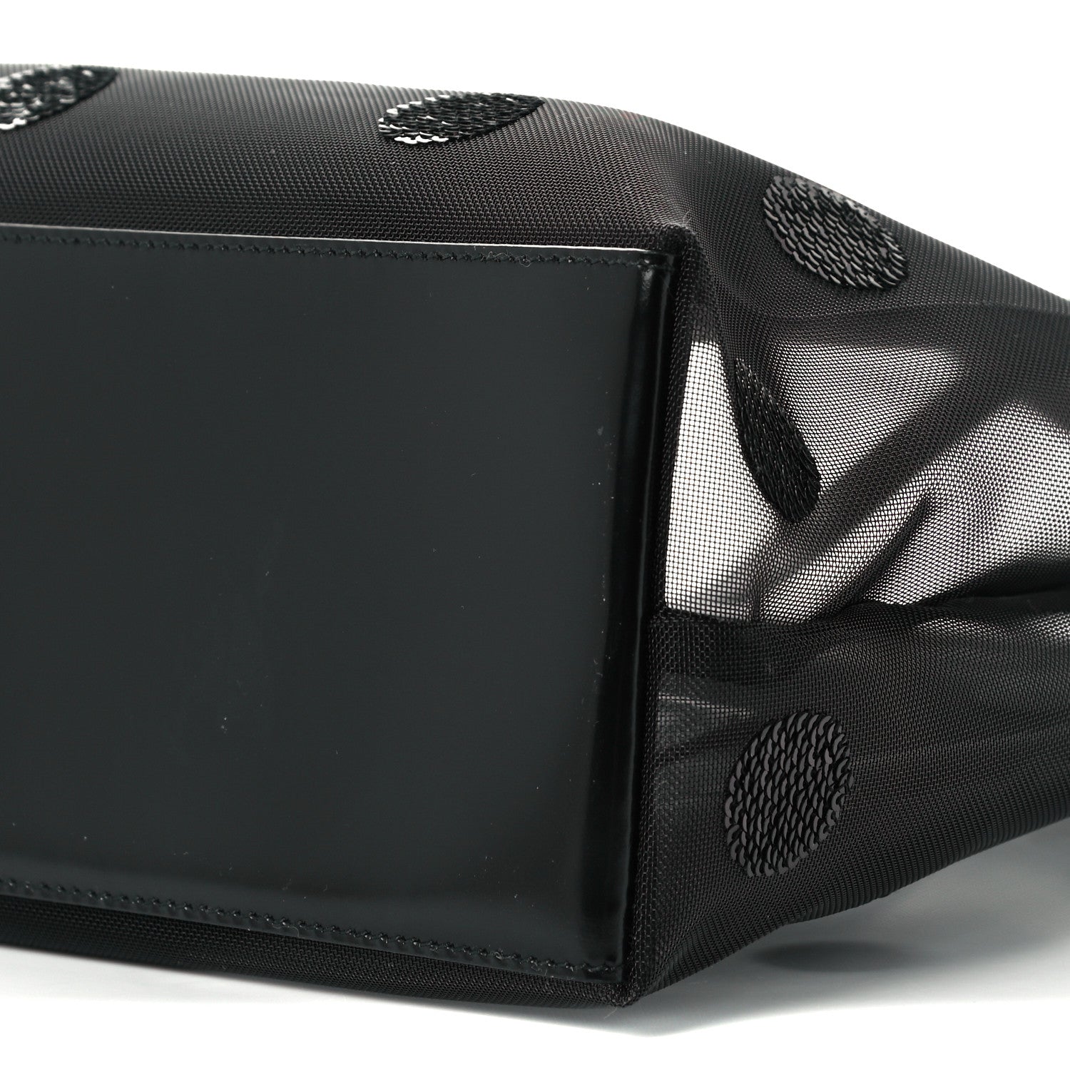 Prada Mesh Sequin Polka-Dot Tote Bag Black 12 of 12