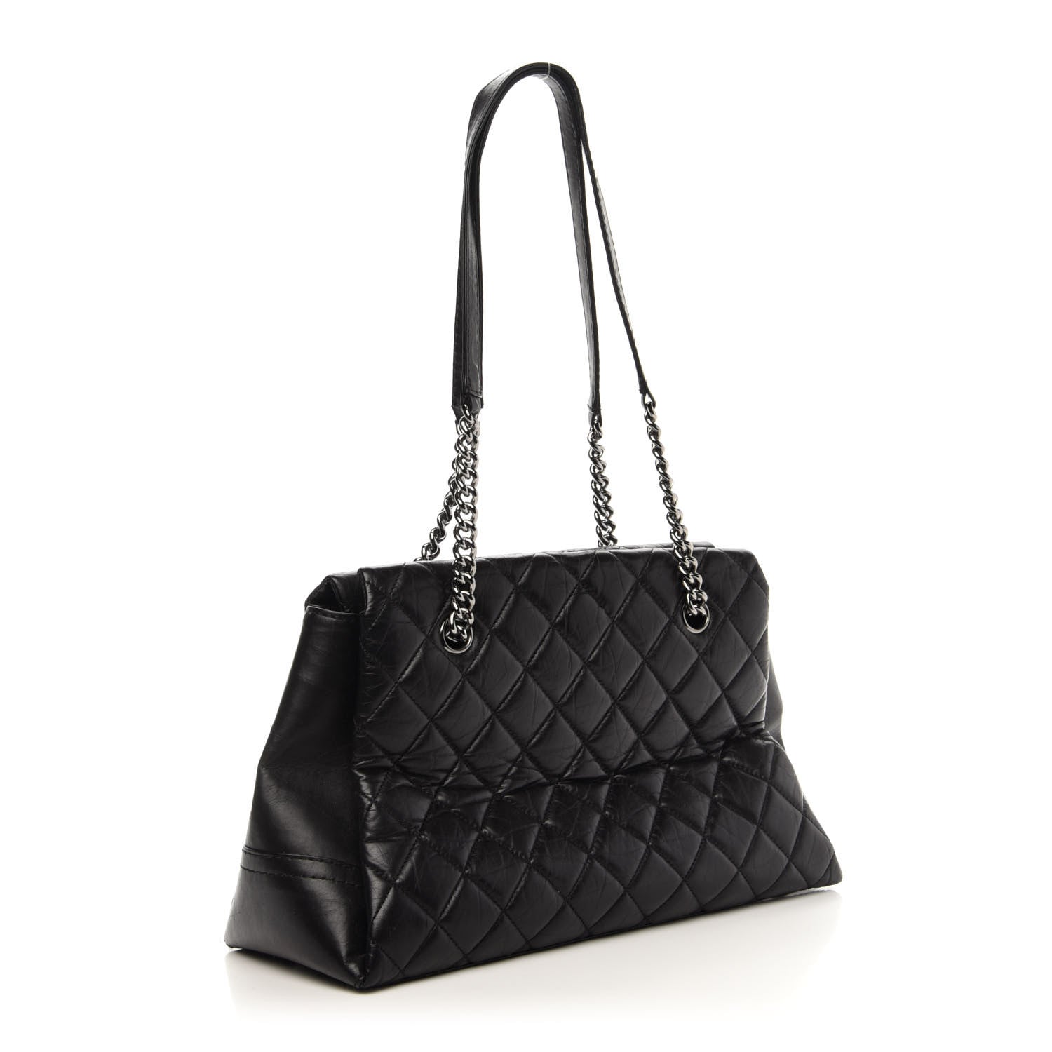 Chanel Aged Calfskin Quilted Lady Pearly Tote Black 3 of 10