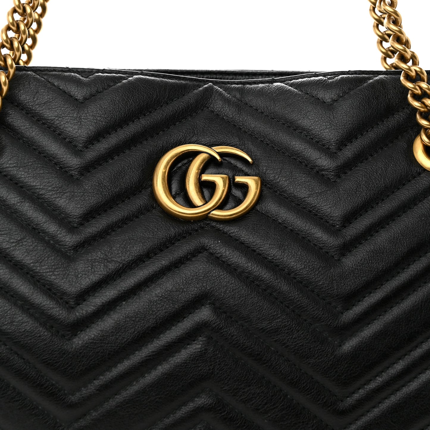Vintage Calfskin Matelasse Medium GG Marmont Slim Tote Black