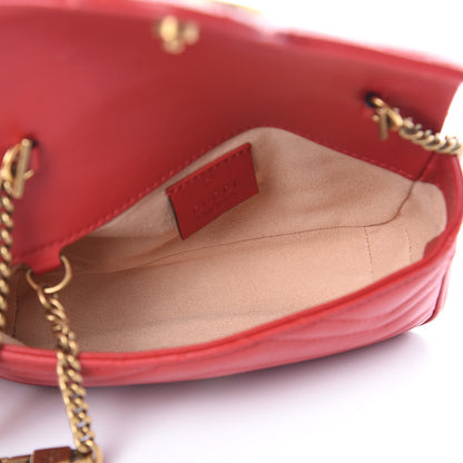 Gucci Calfskin Matelasse Super Mini GG Marmont Shoulder Bag Hibiscus Red 5 of 11