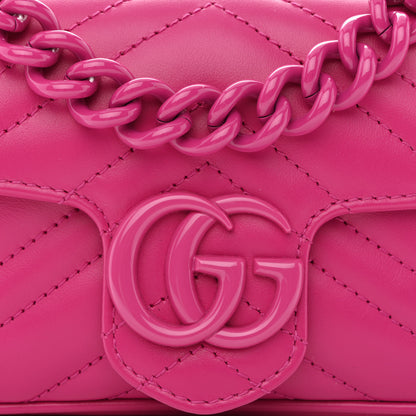Gucci Calfskin Matelasse Monochrome GG Marmont Chain Belt Bag Classic Fuxia 7 of 9