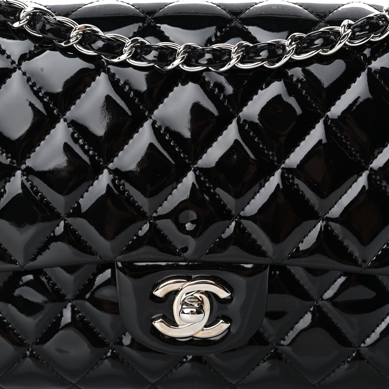 Chanel Patent Quilted Medium Double Flap Black 8 of 14