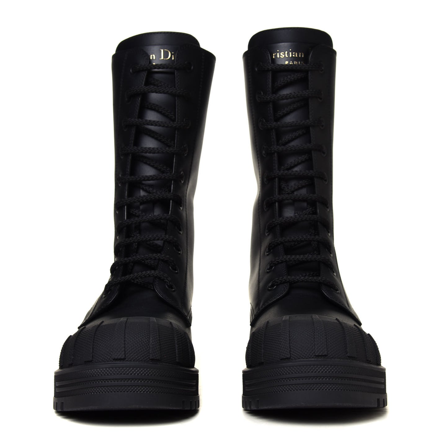 Calfskin Rubber Dioriron Boots 38 Black