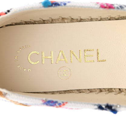 Chanel Tweed Grosgrain CC Espadrilles 37 White Blue Pink Green Black 8 of 10