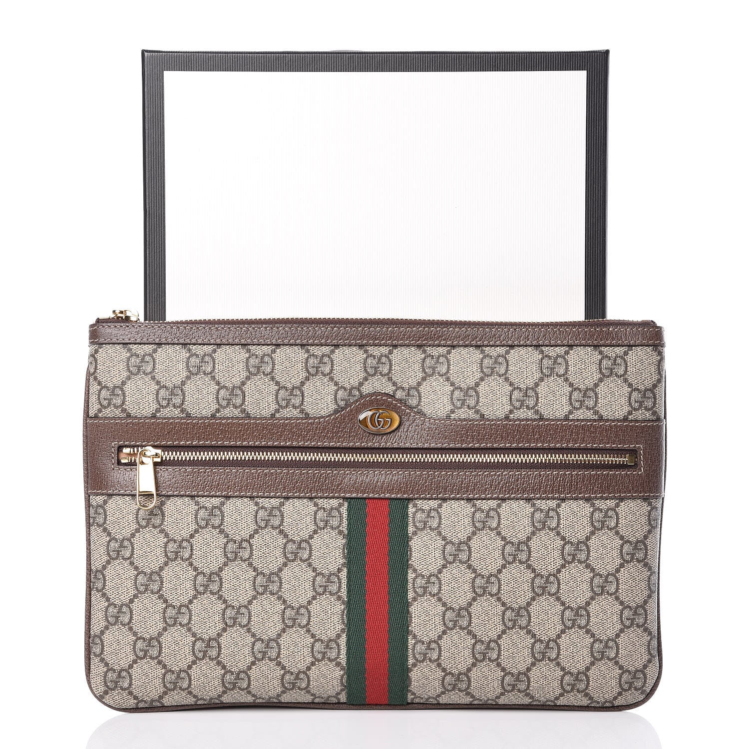 Gucci GG Supreme Monogram Large Ophidia Pouch Clutch Brown 8 of 8