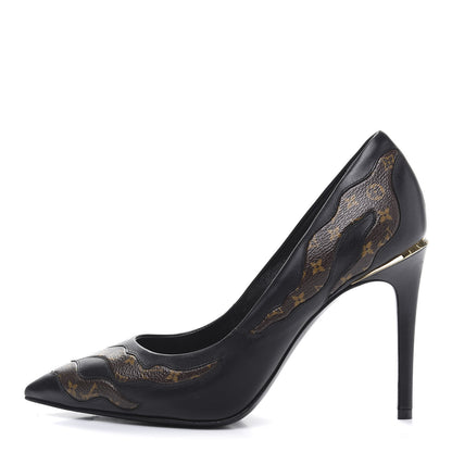 Louis Vuitton Calfskin Monogram Hypnotic Pumps 38.5 Black 1 of 8