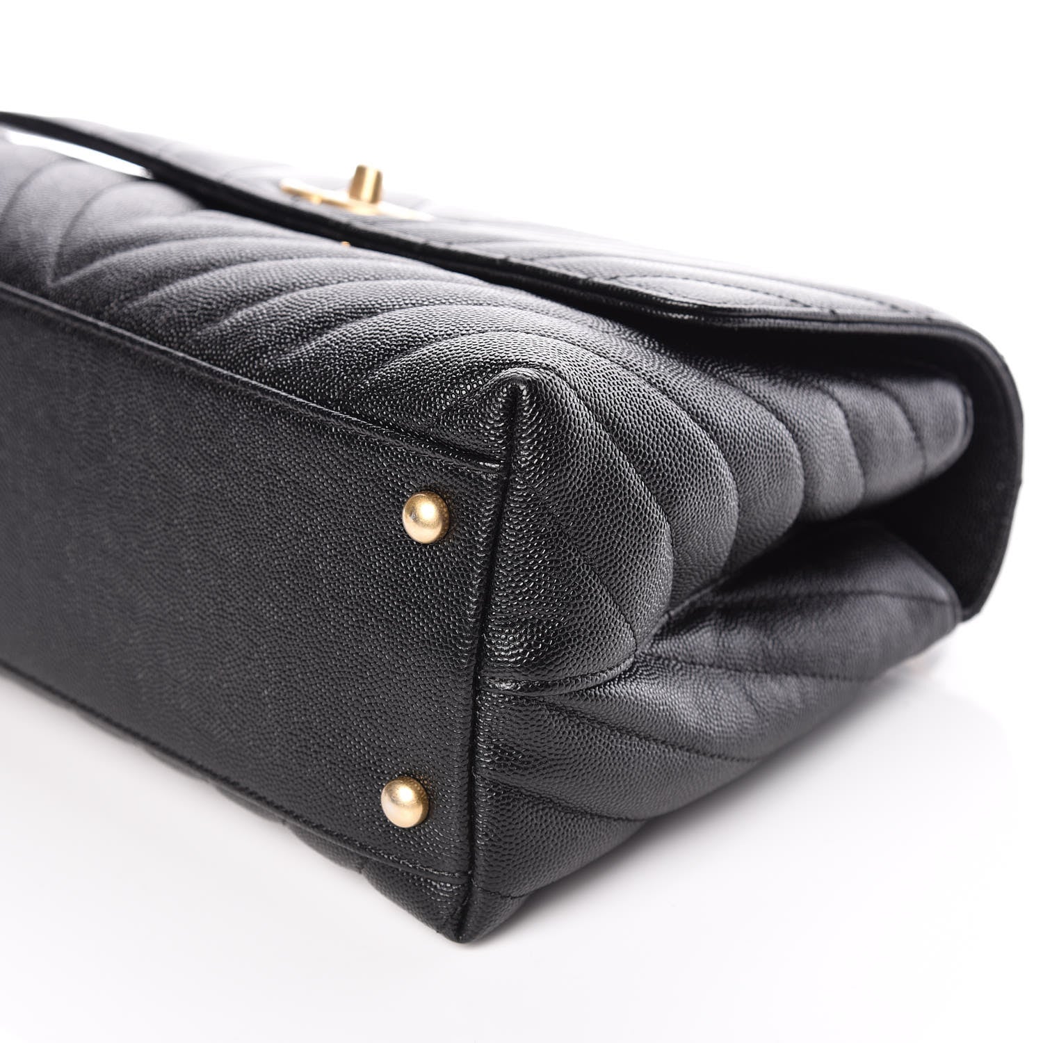 Chanel Caviar Chevron Quilted Small Coco Handle Flap Black 6 of 10