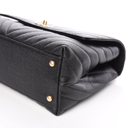 Chanel Caviar Chevron Quilted Small Coco Handle Flap Black 6 of 10